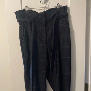 H&M High Waisted Paper Bag Capri Pants with Tie